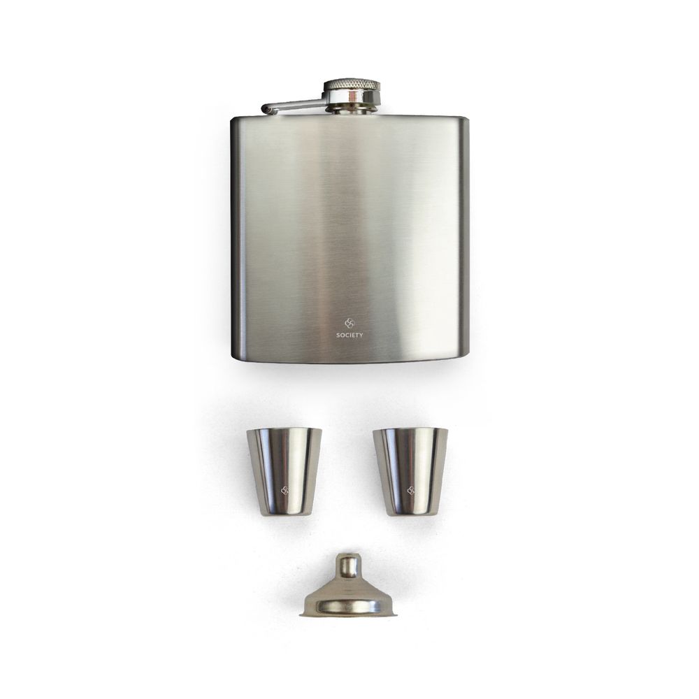 Gifts - Stainless Steel Flask and Shotglass Set - SOCIETY