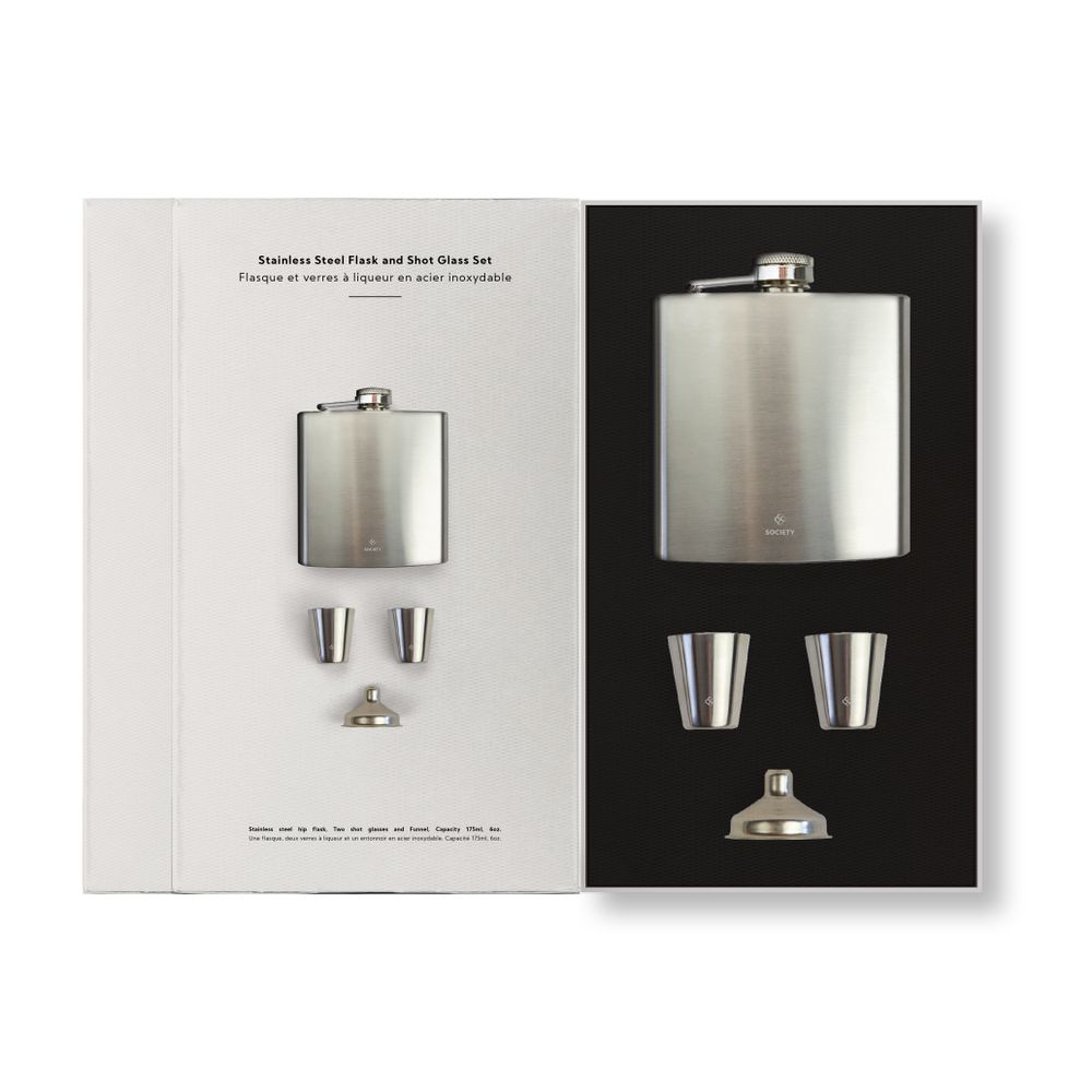 Gifts - Stainless Steel Flask and Shotglass Set - SOCIETY