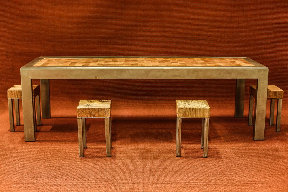 Tables Salle à Manger - table bois de bout + métal - DRAKKAR