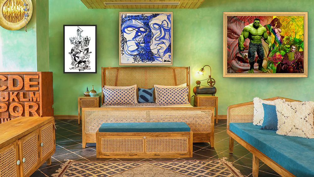 Fabric cushions - “There's a Hole” Line Art Limited Edition - L'ATELIER D'ANGES HEUREUX
