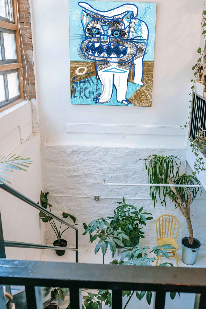 Fabric cushions - “Perched Cat” Line Art Limited Edition - L'ATELIER D'ANGES HEUREUX