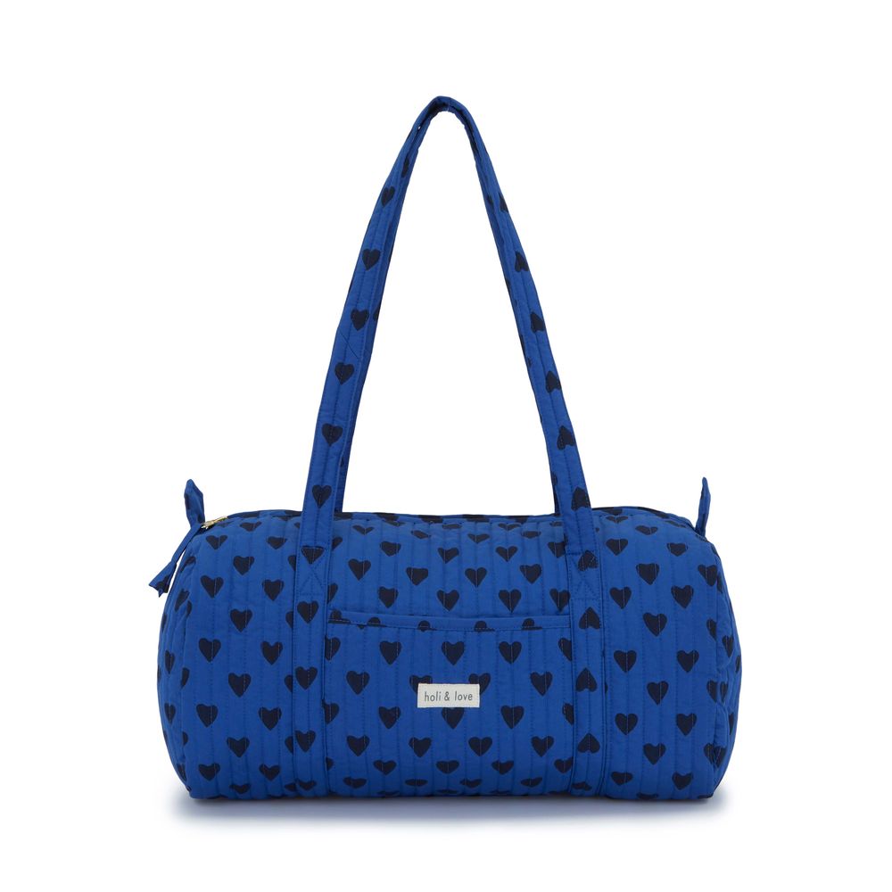 Bags and totes - Weekend bag organic cotton - Blue heart - HOLI AND LOVE
