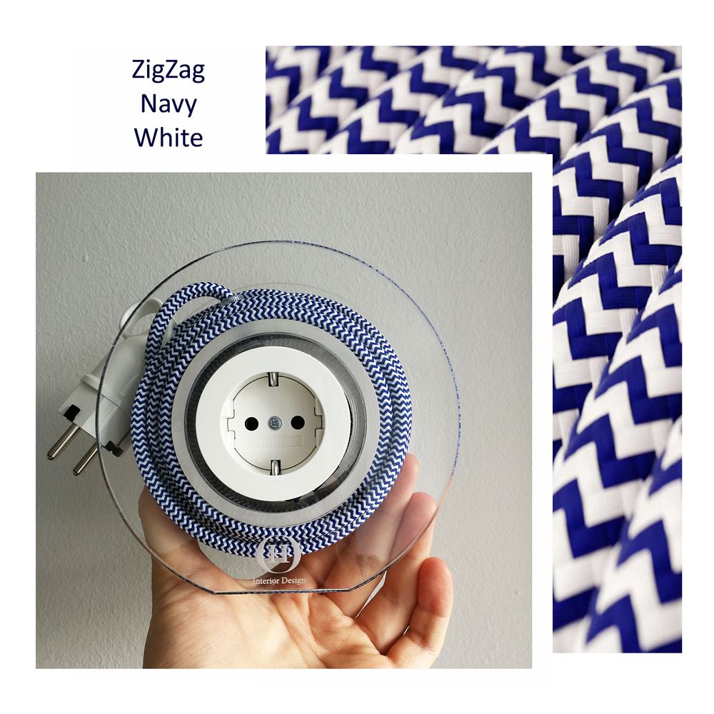 Design objects - Extension Cord for 2 Plugs - Navy & White - OH INTERIOR DESIGN