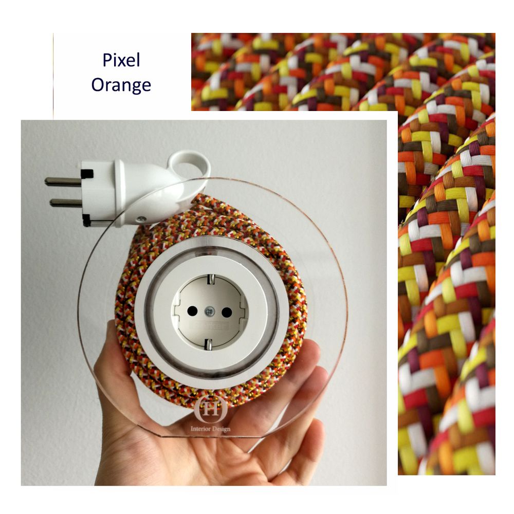 Design objects - Extension Cord for 2 Plugs - Orange Pixel - OH INTERIOR DESIGN