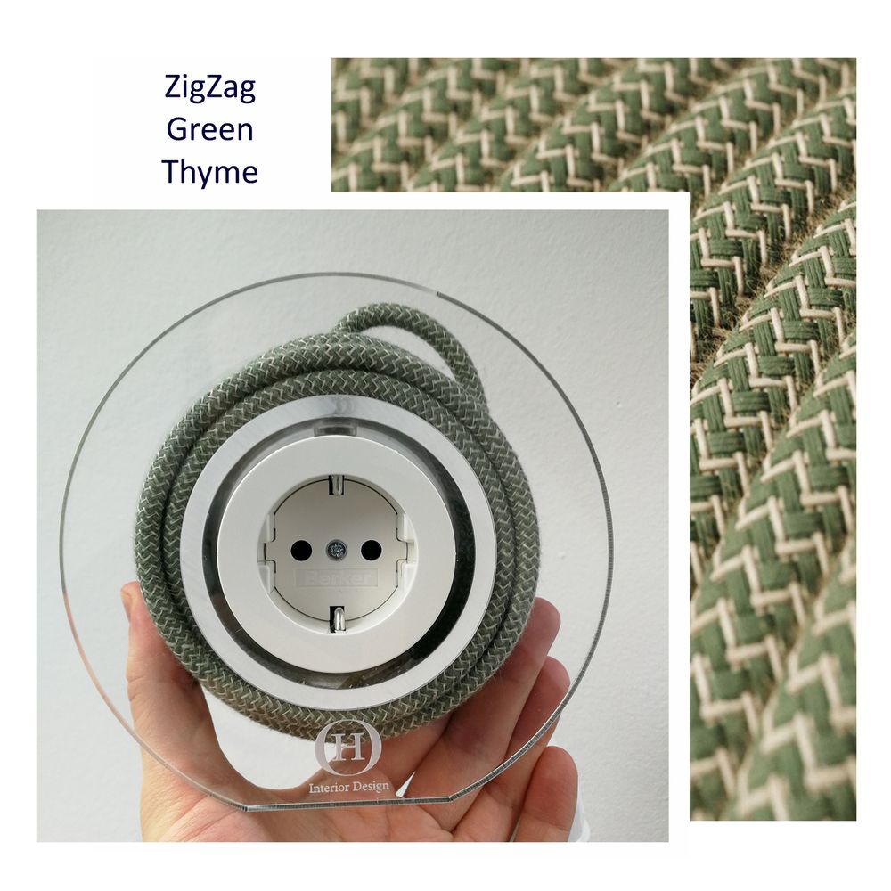 Objets design - Rallonge pour 2 bouchons - Thym vert Zig-Zag Coton et Lin Naturel - OH INTERIOR DESIGN