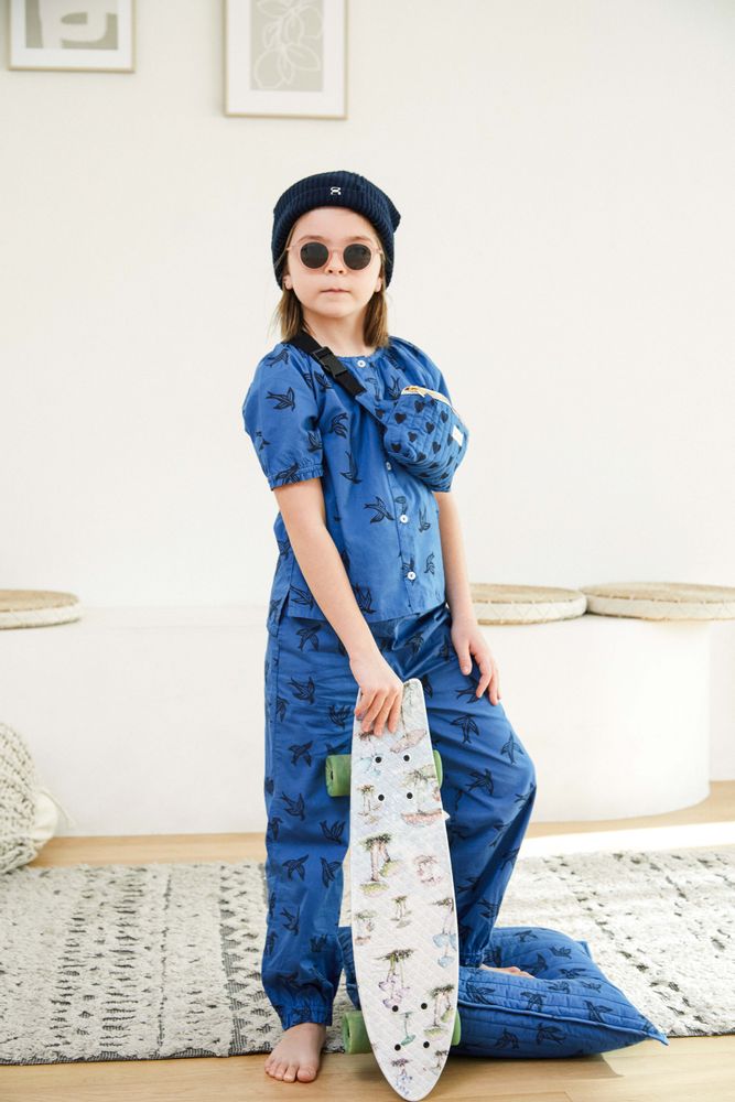 Homewear - Kids pyjamas in organic cotton - Blue bird - HOLI AND LOVE