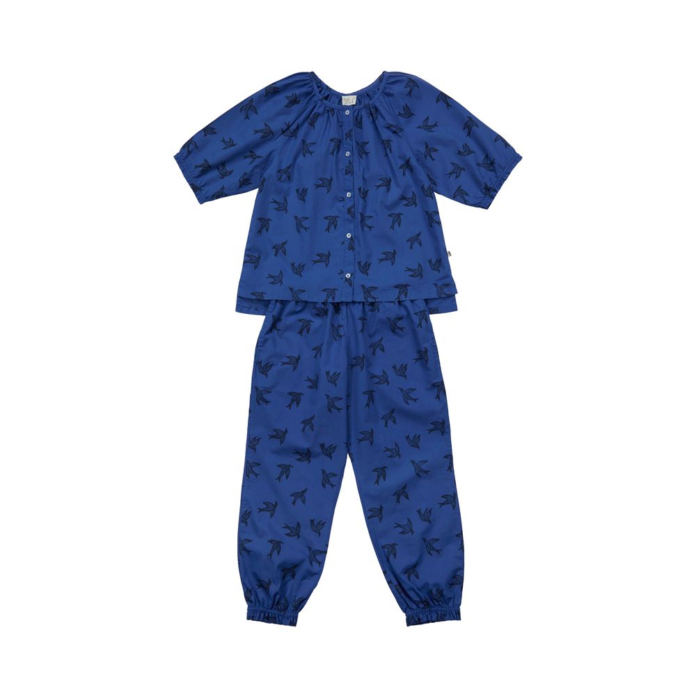 Homewear - Women's pyjamas in organic cotton - Blue bird - HOLI AND LOVE