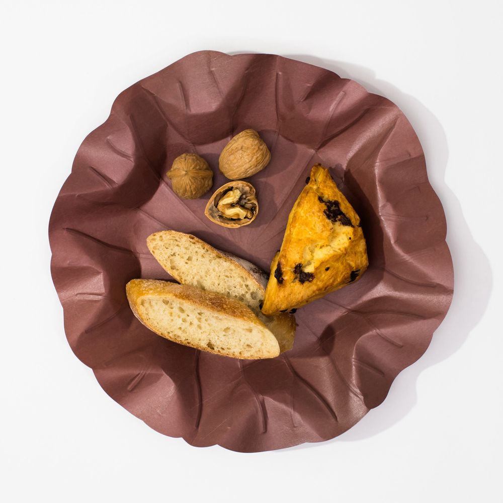 Platter and bowls - Flexible Hanji Paper Tray - Lotus Leaf M - KHJ STUDIO