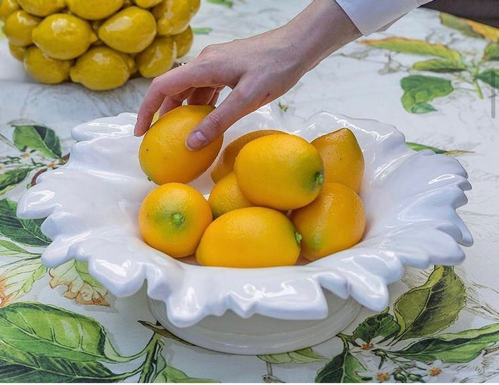 Ceramic - Acanthe round serving dish in white - BOURG-JOLY MALICORNE