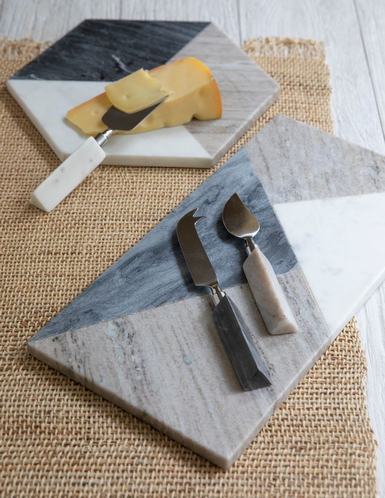 Platter and bowls - Geometric Marble boards - BE HOME