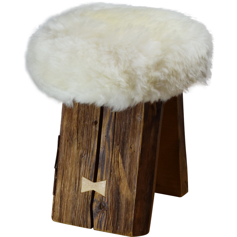 Decorative objects - Larch wood bench with Icelandic sheepskin - L'ATELIER DES TANNERIES
