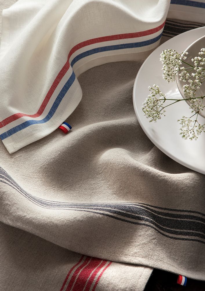 Torchons textile - Tricolore Naturel / Torchon lin - COUCKE