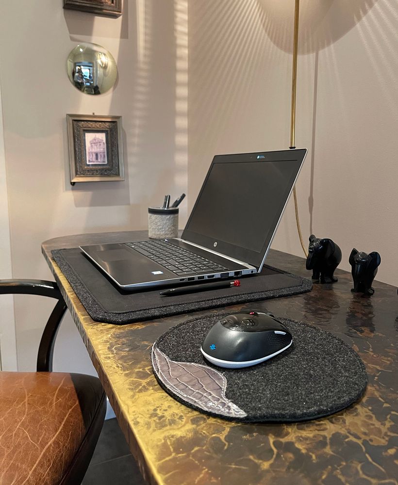 Office sets - Leather and wool felt desk pads - L'ATELIER DES TANNERIES
