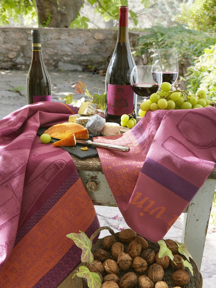 Torchons textile - Gabarits Bouteilles de Vins / Torchon jacquard - COUCKE