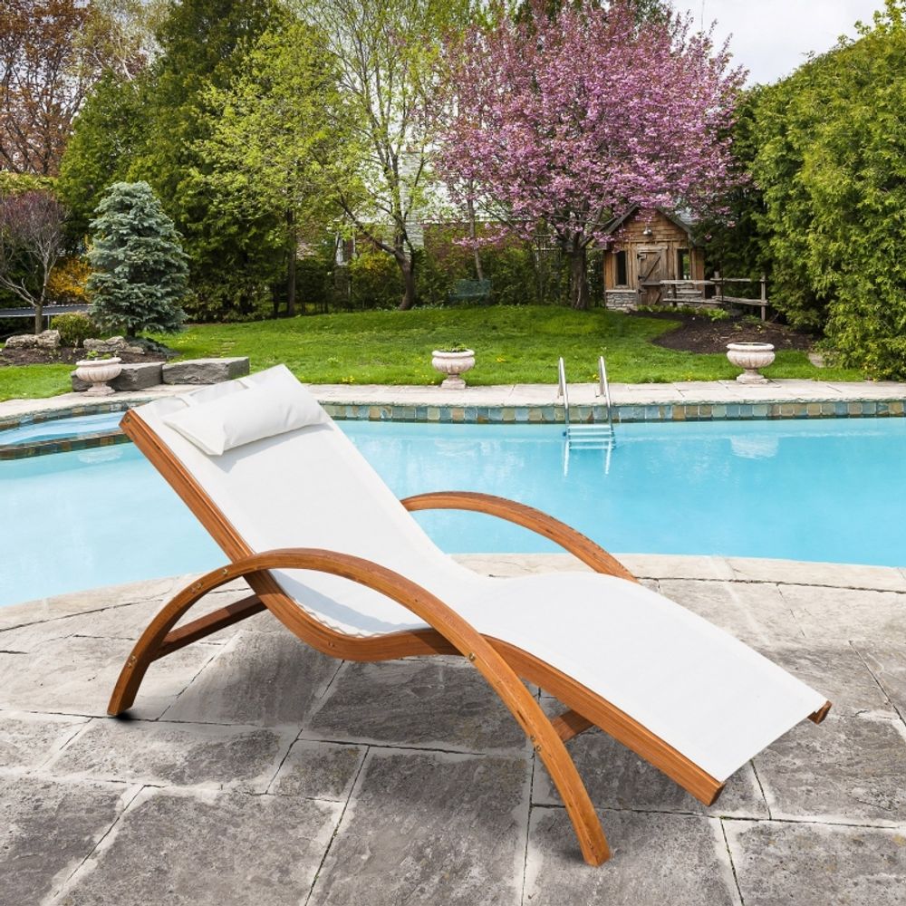 Deck chairs - Transat bain de soleil Blanc en Bois de Pin - AOSOM BUSINESS
