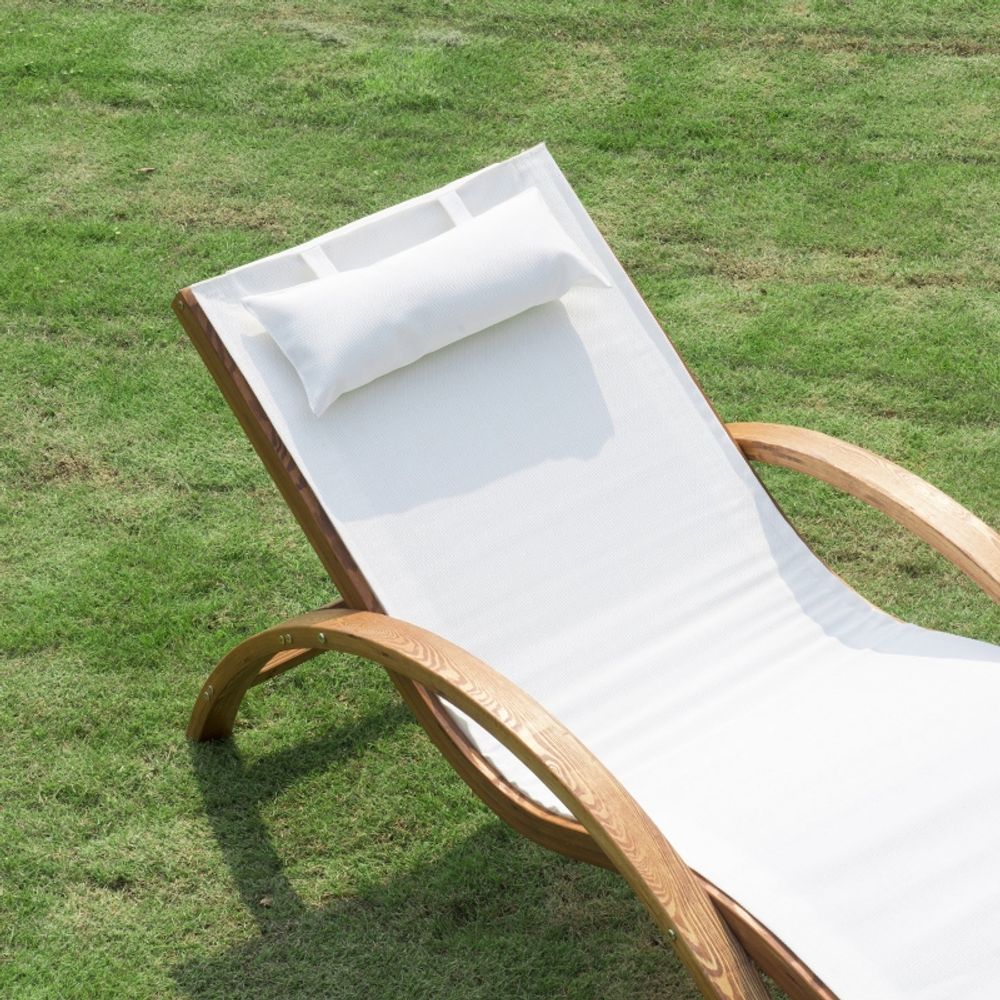 Deck chairs - Transat bain de soleil Blanc en Bois de Pin - AOSOM BUSINESS