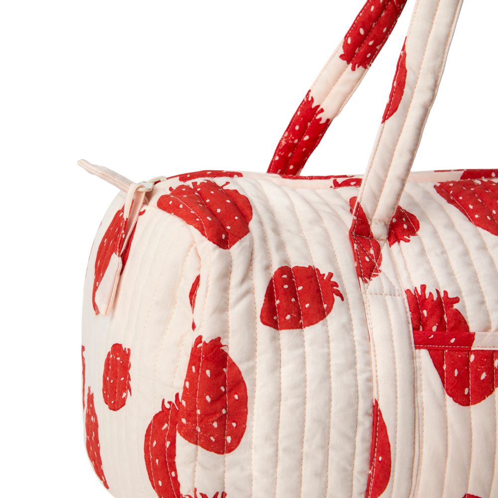 Sacs et cabas - Grand sac de voyage en coton bio - Pink strawberry - HOLI AND LOVE