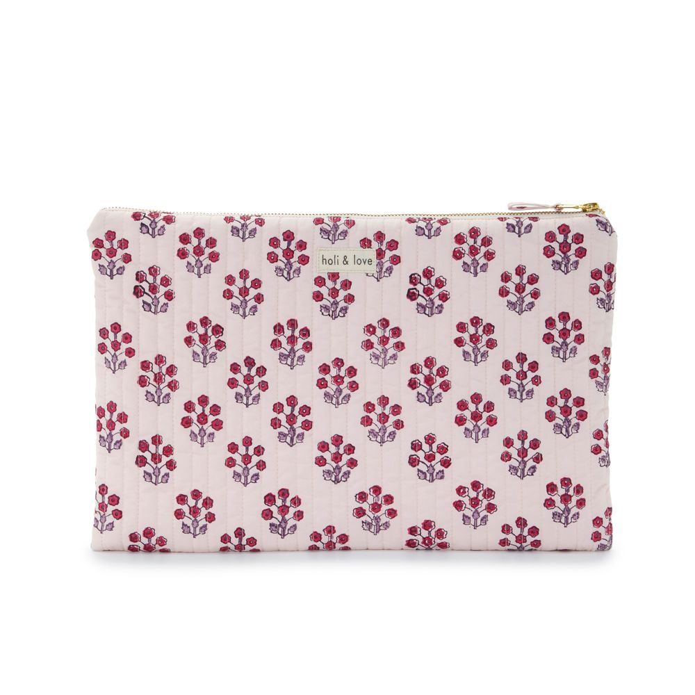 Cadeaux - Pochette ordinateur en coton bio - Pink flower - HOLI AND LOVE