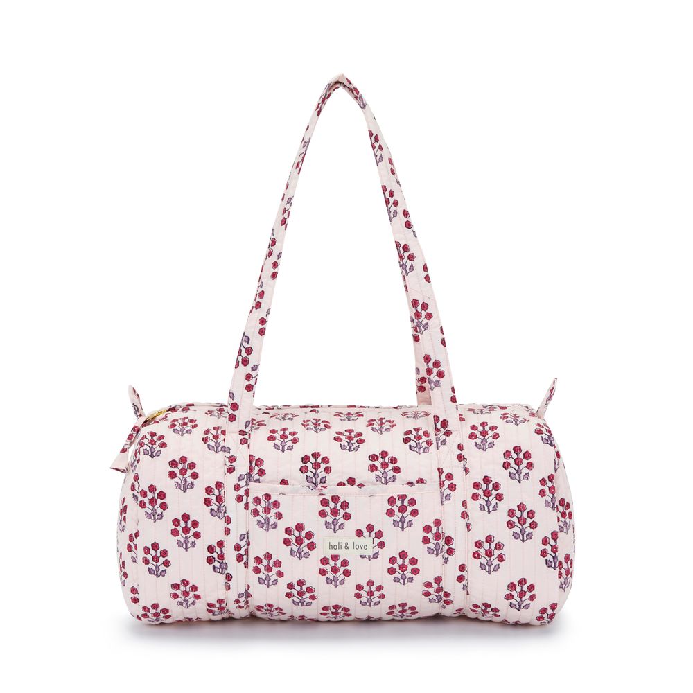 Sacs et cabas - Sac weekend en coton bio - Pink flower - HOLI AND LOVE