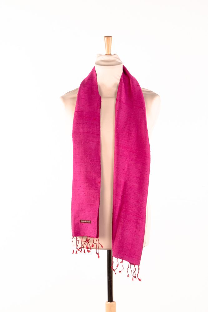 Scarves - The Fuchsia Raw Silk Krama - KRAMA HERITAGE