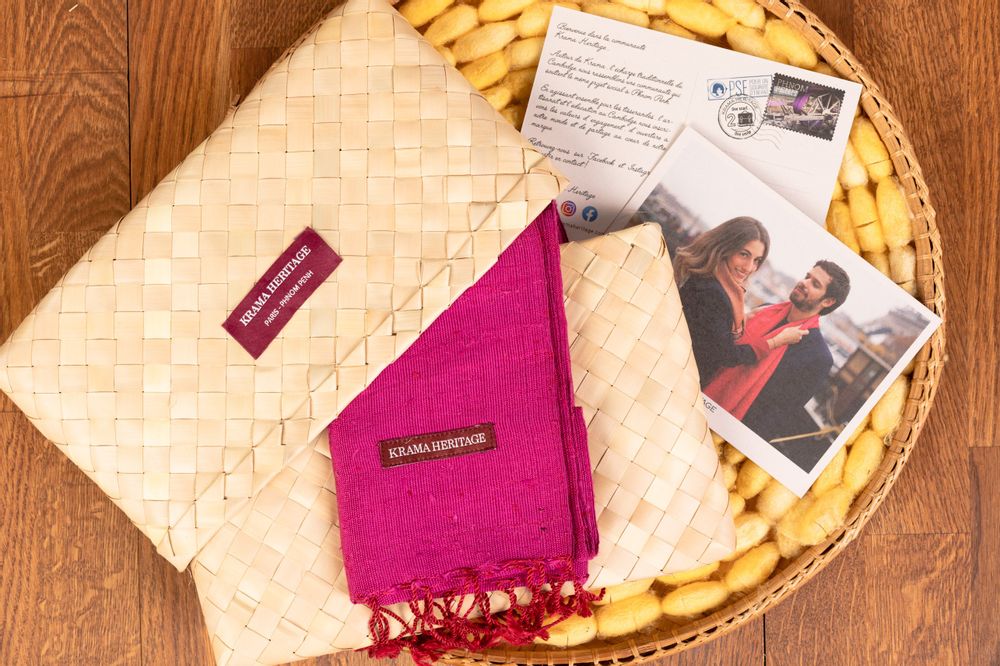Scarves - The Fuchsia Raw Silk Krama - KRAMA HERITAGE