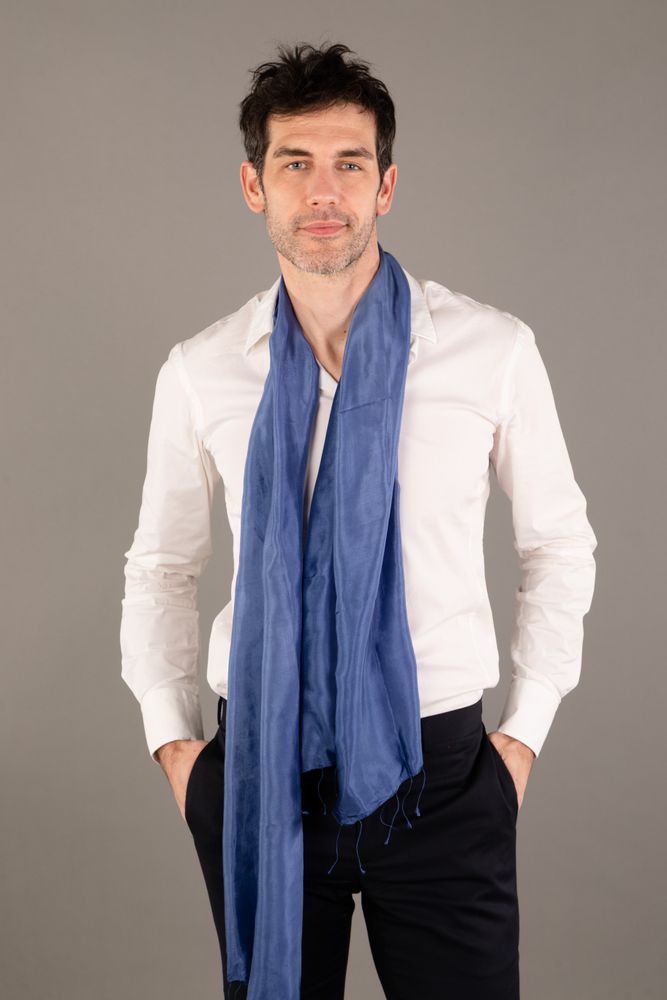 Scarves - The Bleu Marine Organza Silk Krama - KRAMA HERITAGE