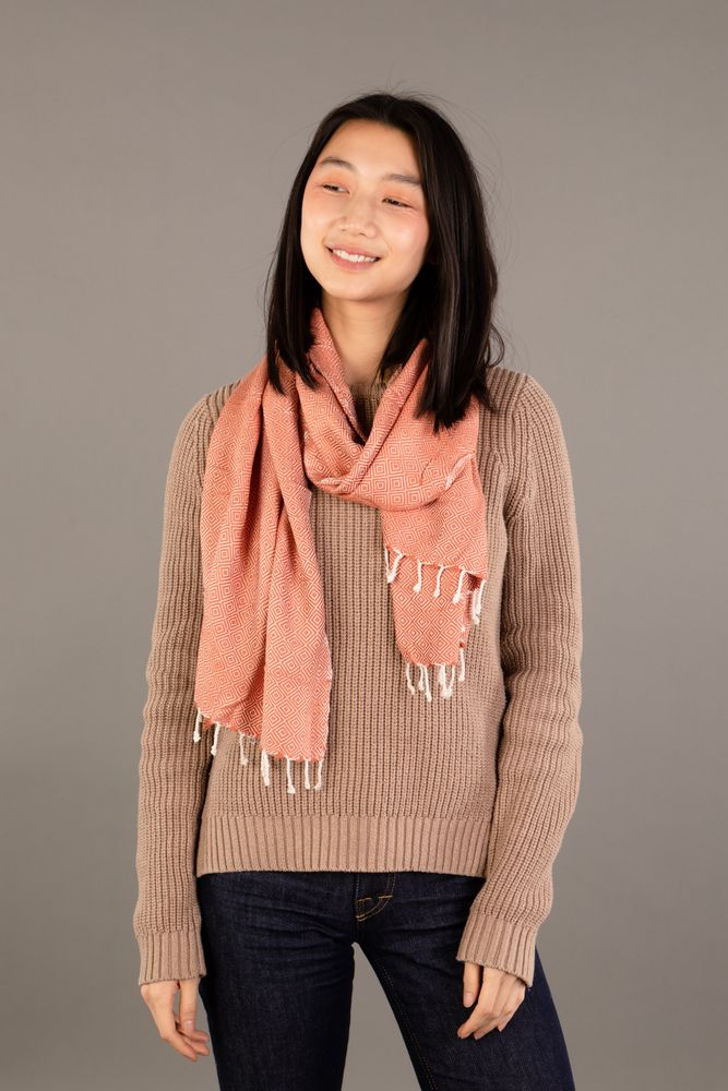 Foulards et écharpes - Le Krama Chaud Beige Ocre - KRAMA HERITAGE