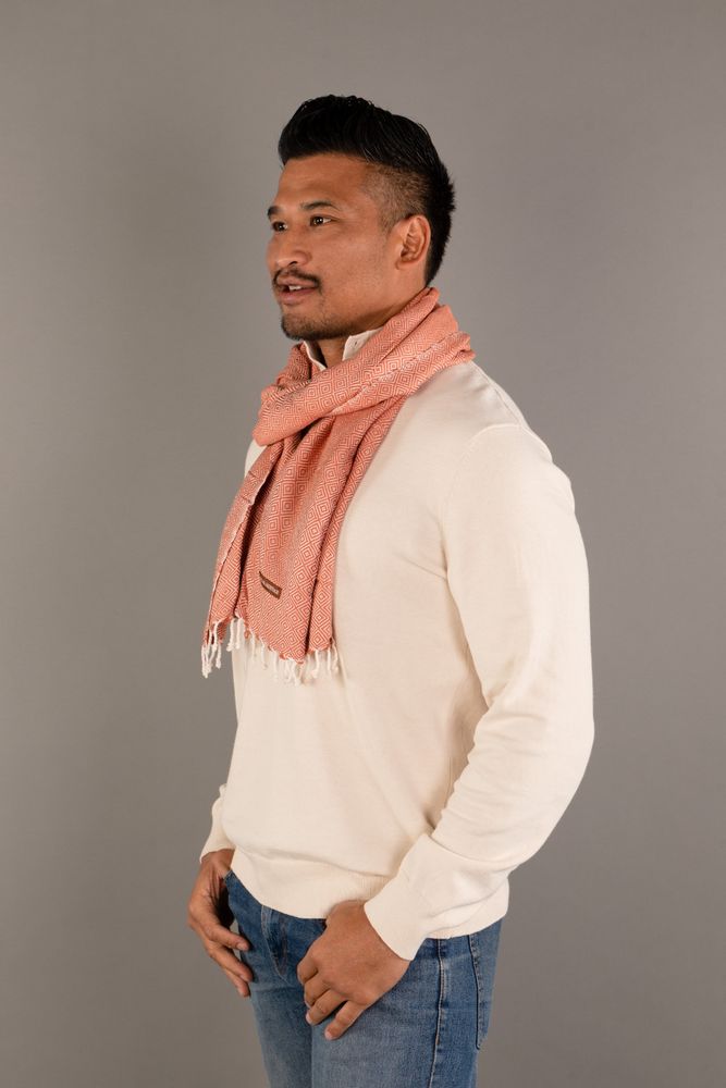 Foulards et écharpes - Le Krama Chaud Beige Ocre - KRAMA HERITAGE