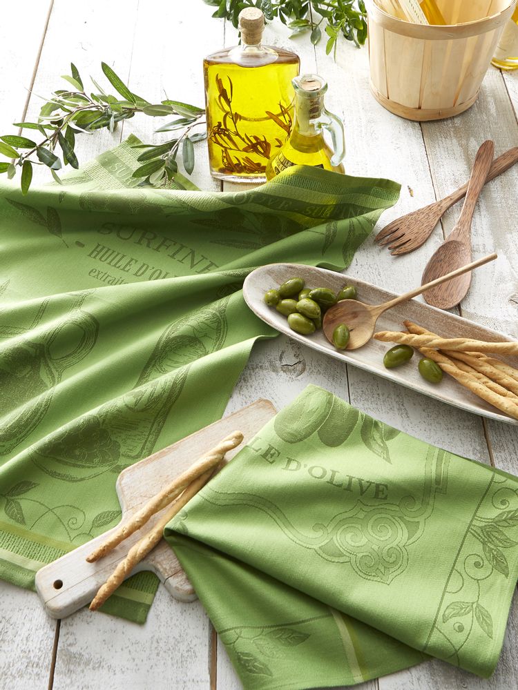 Tea towel - Surfine Olive Oil/Jacquard Tea Towel - COUCKE