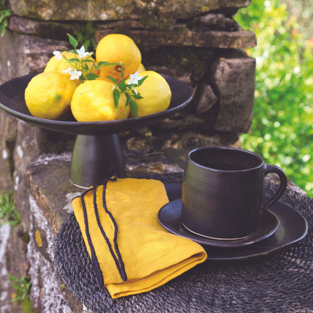 Assiettes de réception - collection en gres artisanal noir - FIORIRA UN GIARDINO SRL