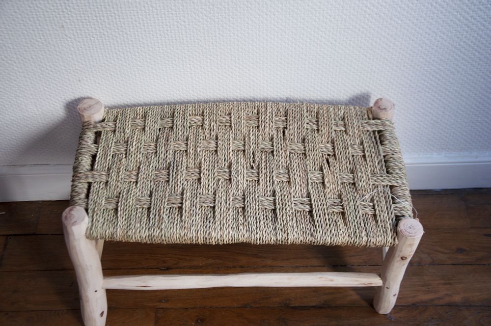 Bancs - Banc marocain en bois artisanal et raphia toutes tailles - MON SOUK FRANCE