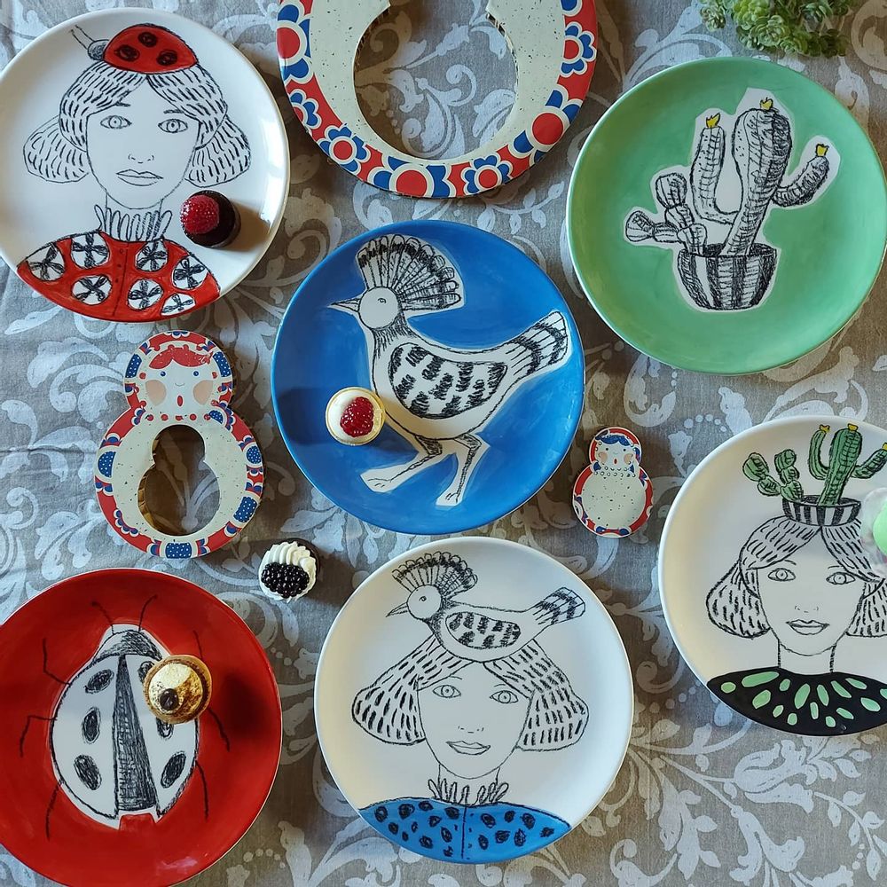 Assiettes au quotidien - PLATEAUX AUTOPORTRAIT DESIGN UNIQUE - MOSCHE BIANCHE