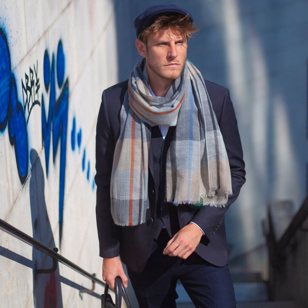 Foulards et écharpes - ÉCHARPE HOMME À CARREAUX POLPERRO LAINE - AV08 PARIS