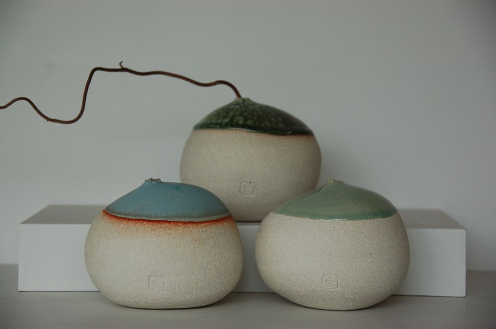 Vases - Galet - Soliflore en porcelaine - BLEU TERRE