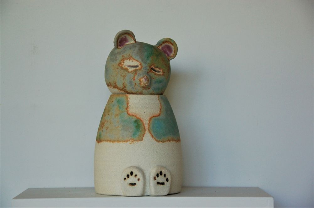 Céramique - Bouddha animaux - BLEU TERRE