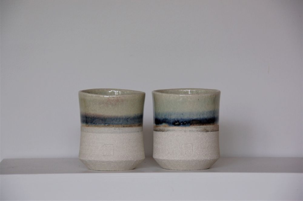 Tasses et mugs - Tasse à thé en porcelaine chamottée - BLEU TERRE