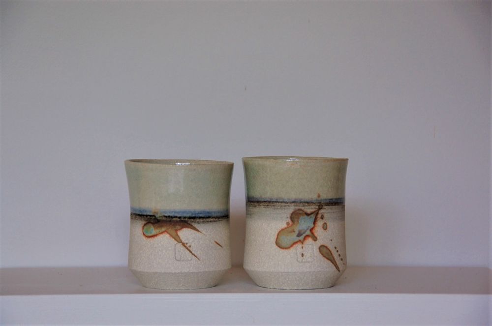 Tasses et mugs - Tasse à thé en porcelaine chamottée - BLEU TERRE