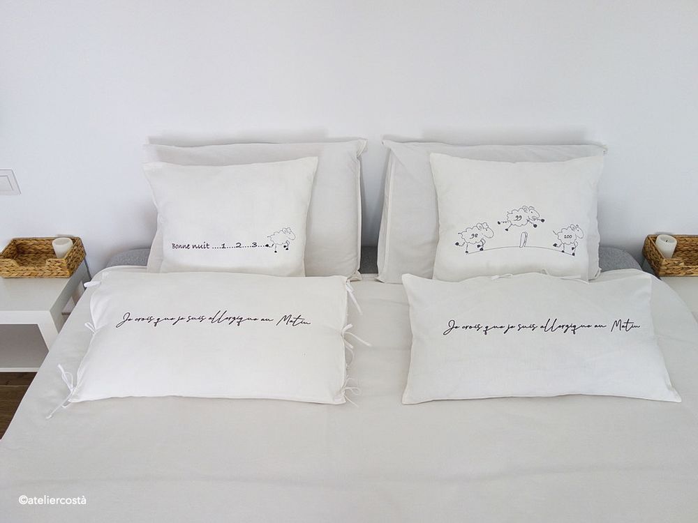 Coussins - Coussins coton "Les nuits blanches" - ATELIER COSTÀ