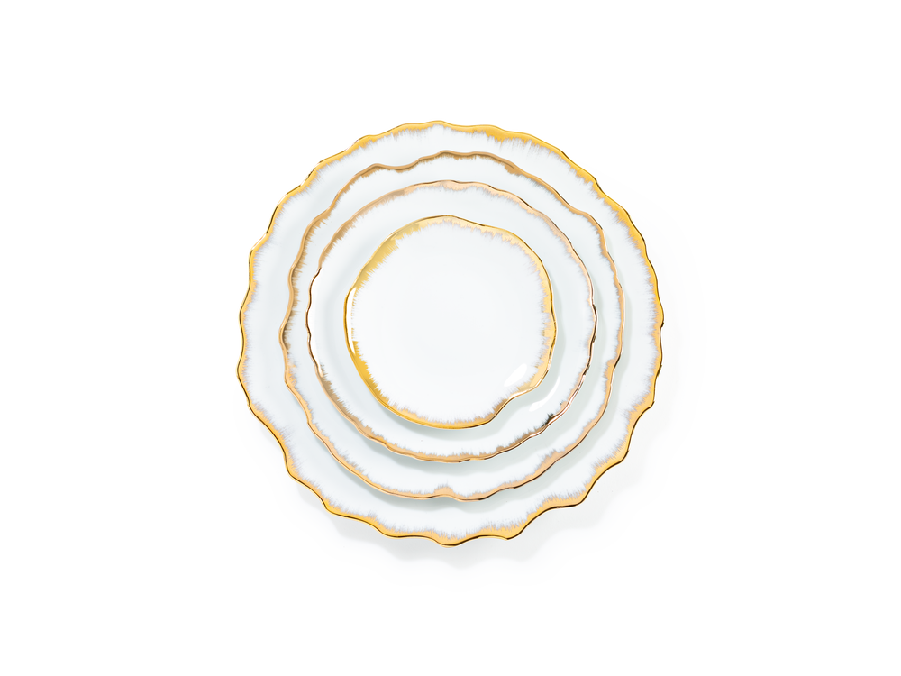 Formal plates - Gold Desire dinnerware set in Limoges porcelain - NON SANS RAISON PORCELAINE DE LIMOGES