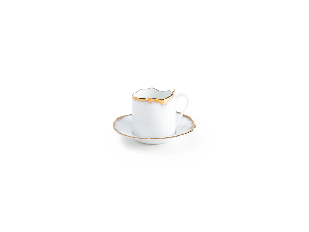 Formal plates - Gold Desire dinnerware set in Limoges porcelain - NON SANS RAISON PORCELAINE DE LIMOGES