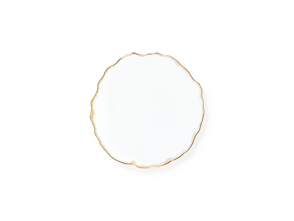 Formal plates - Gold Desire dinnerware set in Limoges porcelain - NON SANS RAISON PORCELAINE DE LIMOGES
