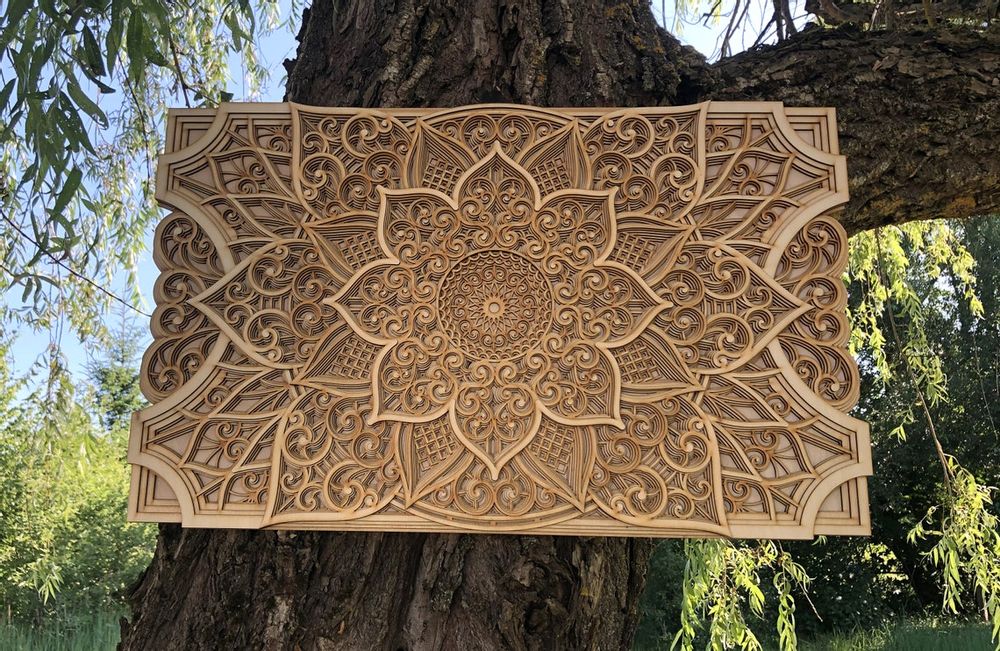 Autres décorations murales - Mandala en bois, décoration d'appartement - BHDECOR