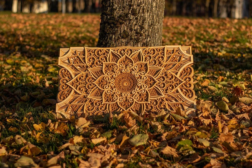 Autres décorations murales - Mandala en bois, décoration d'appartement - BHDECOR