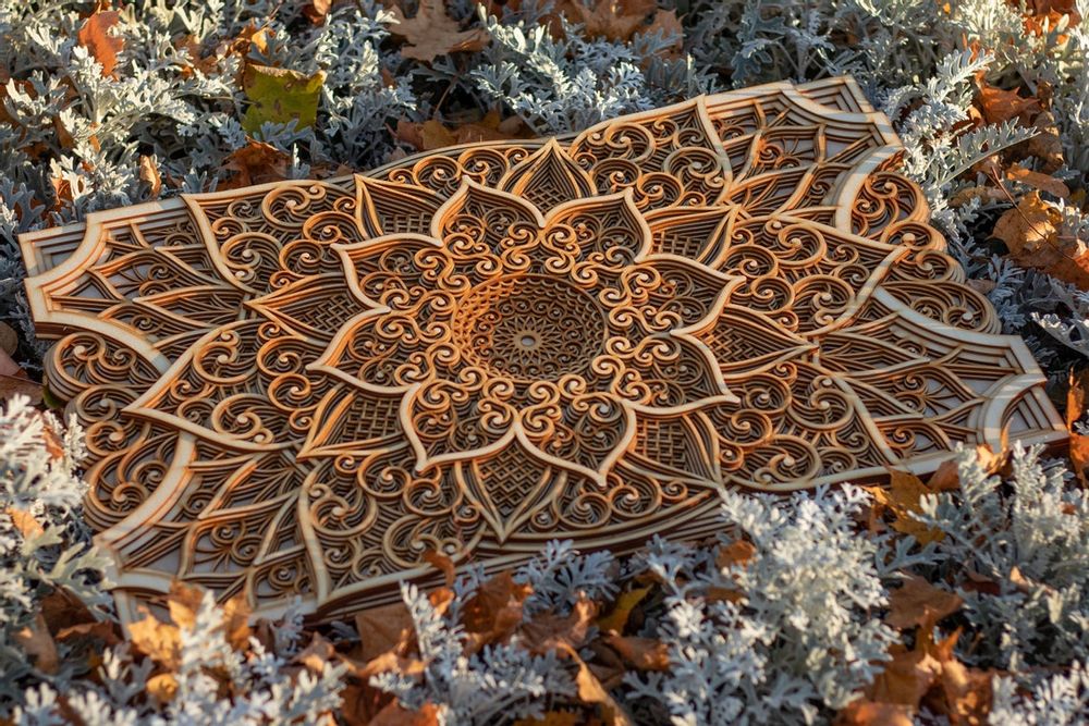 Autres décorations murales - Mandala en bois, décoration d'appartement - BHDECOR