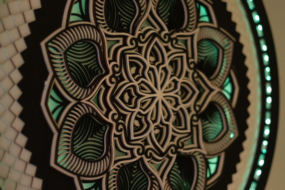 Other smart objects - Glowing LED Flower Mandala, Mood Light Wall Art, Apartment Decor - BHDECOR