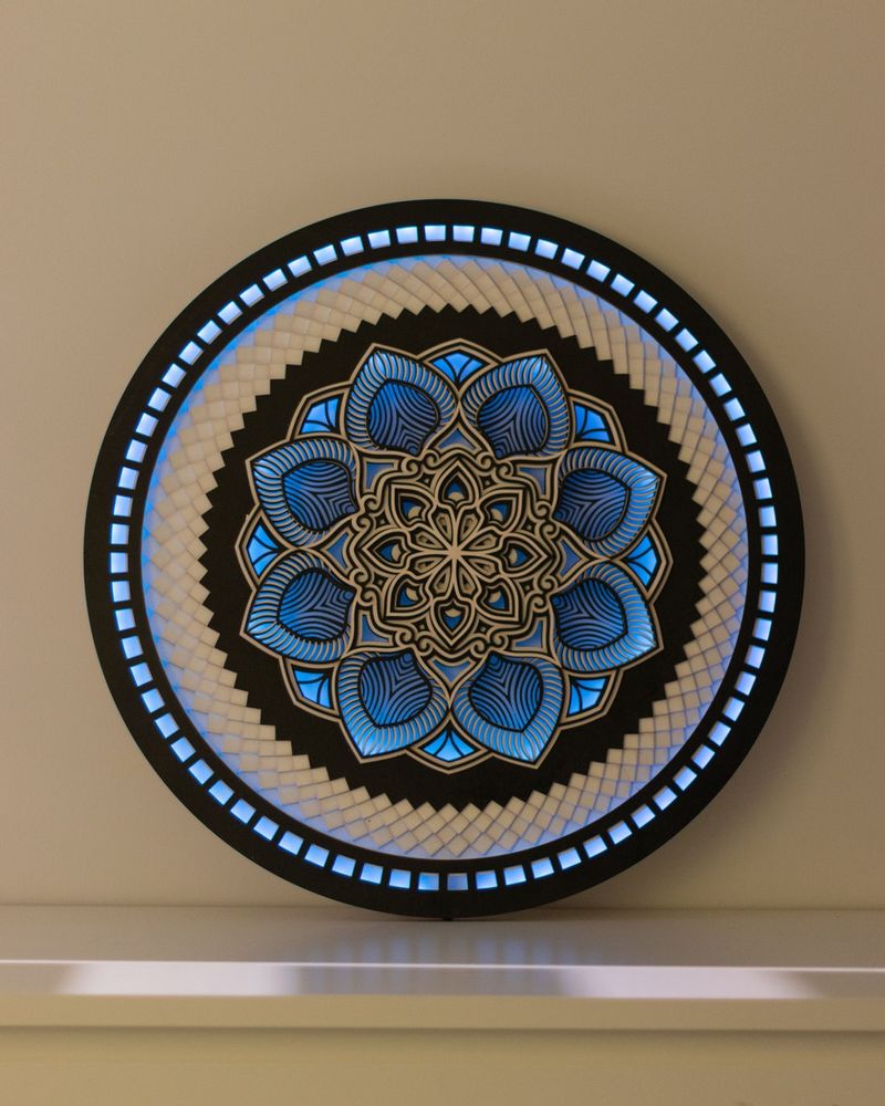 Other smart objects - Glowing LED Flower Mandala, Mood Light Wall Art, Apartment Decor - BHDECOR