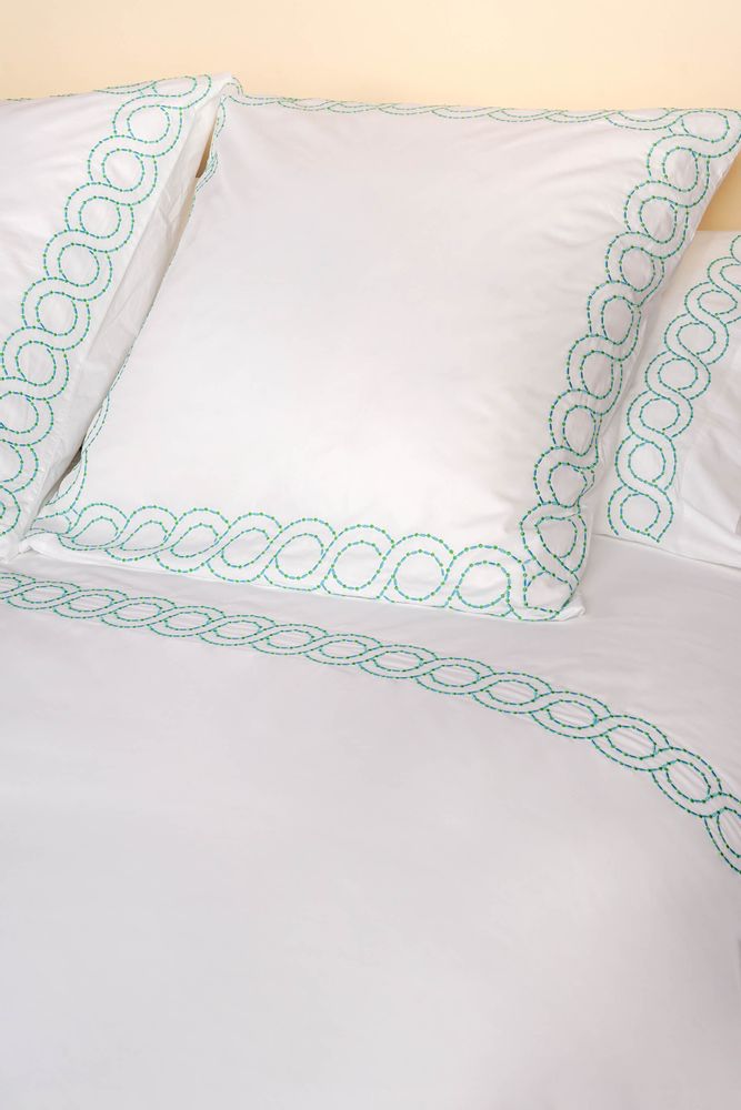 Linge de lit - Parure complète Polka Turquoise et verte - ALDÉLINDA HOME