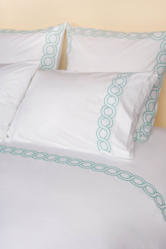 Linge de lit - Parure complète Polka Turquoise et verte - ALDÉLINDA HOME