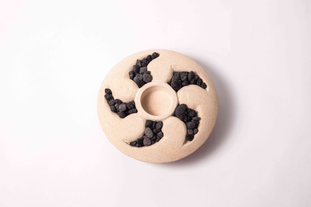 Bougeoirs et photophores  - BOUGEOIR EN PIERRE ET PORTE ENCENS - DECOETHNIQUE