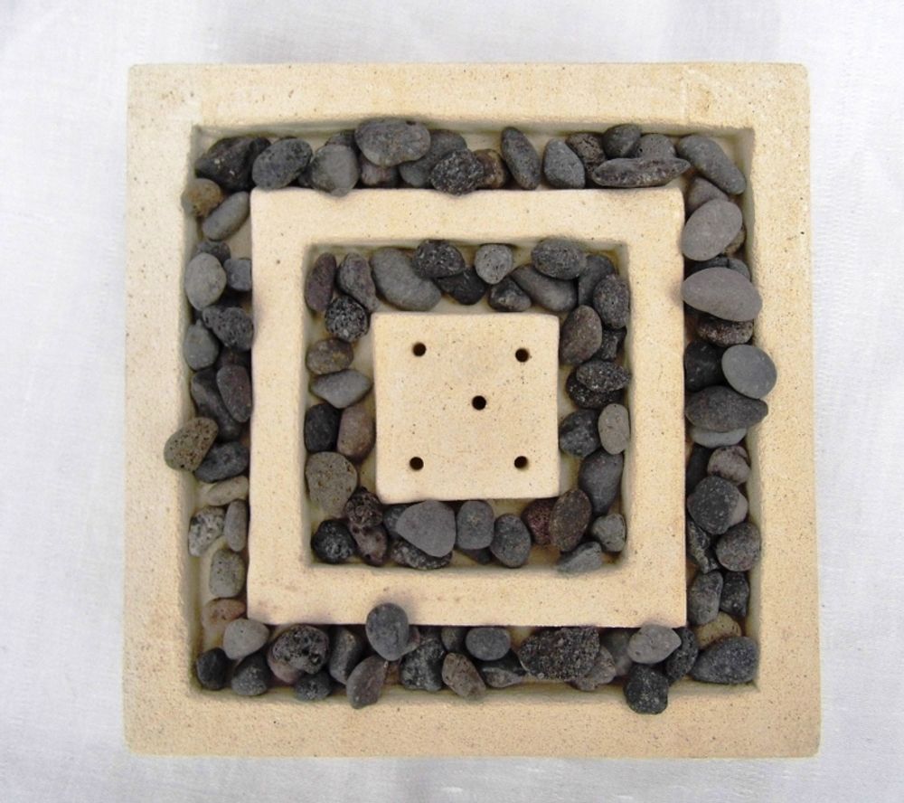 Bougeoirs et photophores  - BOUGEOIR EN PIERRE ET PORTE ENCENS - DECOETHNIQUE